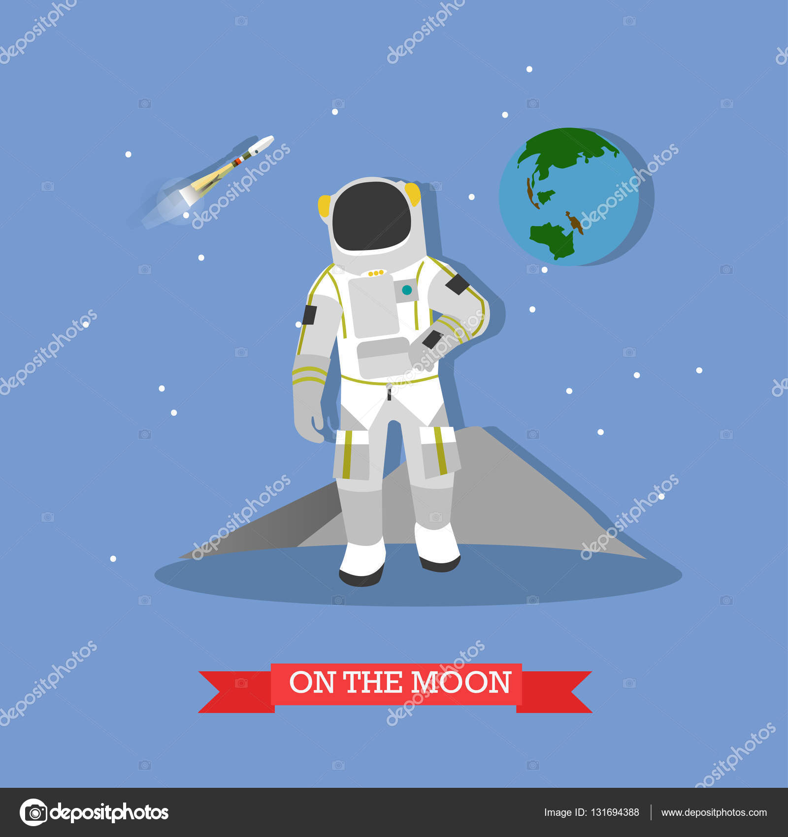 月面を歩く宇宙飛行士のベクトル イラスト ストックベクター C Skypistudio