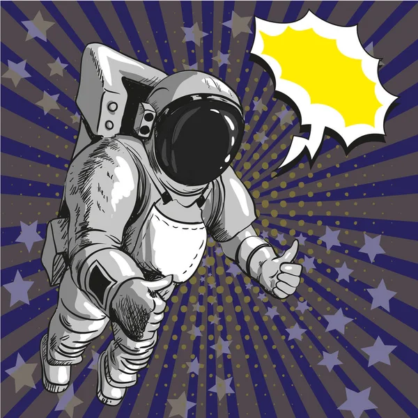 Illustration vectorielle de l'astronaute dans l'espace, style pop art — Image vectorielle