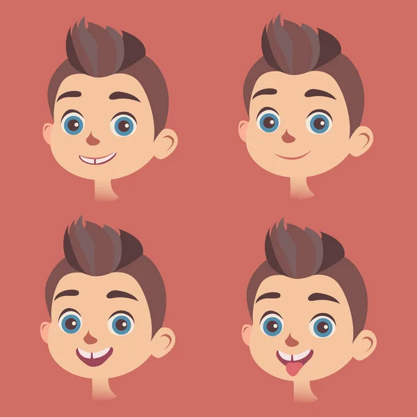 様々 な表情を持つ小さな男の子の顔のベクトルを設定 — ストックベクタ