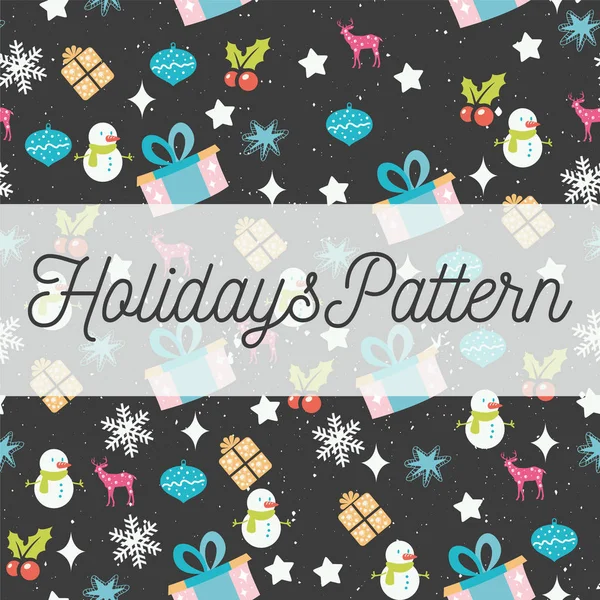 Patrón sin costuras Vector Holidays con elementos de diseño de Navidad, Año Nuevo — Archivo Imágenes Vectoriales