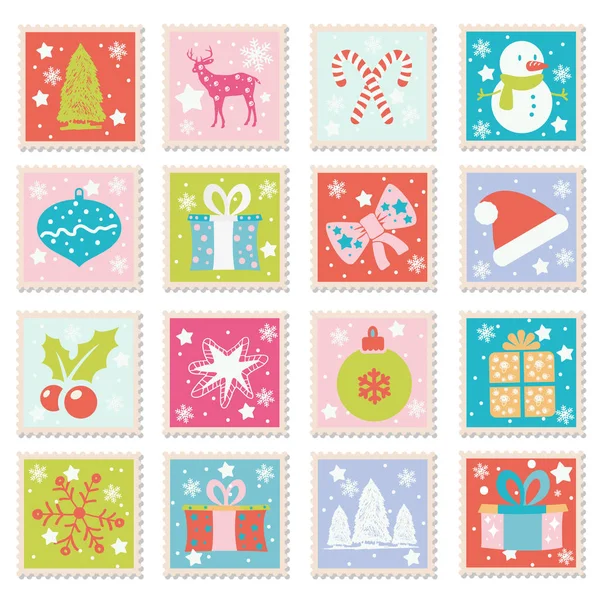 Conjunto de vectores de Feliz Navidad, Feliz Año Nuevo tarjetas de felicitación — Archivo Imágenes Vectoriales