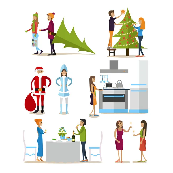 Set vettoriale di elementi di design celebrazione di Capodanno, icone — Vettoriale Stock
