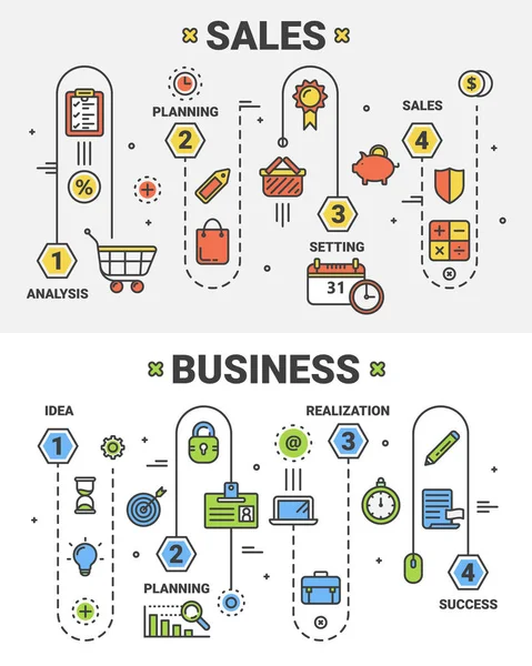 Концептуальные баннеры для продажи и бизнеса — стоковый вектор