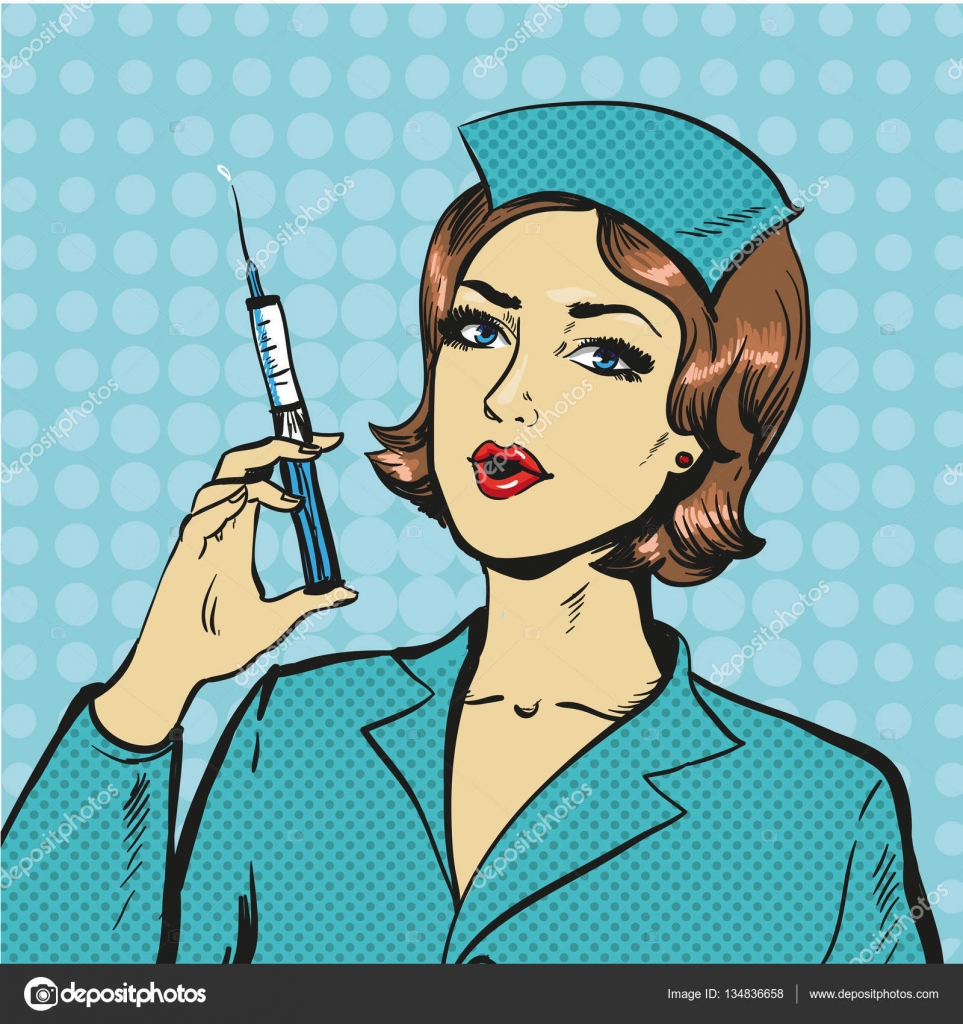 Vector Illustration Of Nurse With Syringe In Pop Art Style Vector Image By C Skypistudio Vector Stock 134836658