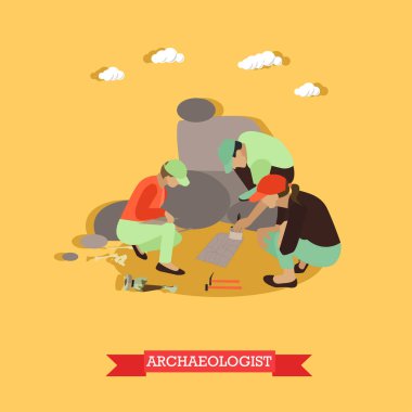 Vector illustration of archaeologists in Egypt in flat style clipart