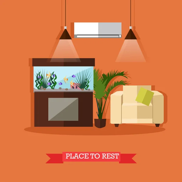 Illustration vectorielle du lieu de repos, élément de design d'intérieur de la maison — Image vectorielle