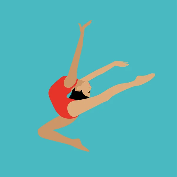 Concepto vectorial ilustración de la gimnasia rítmica y artística. Gimnasta femenina — Vector de stock