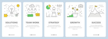 Vektör ince çizgi düz tasarımı, iş kavramı dikey afiş