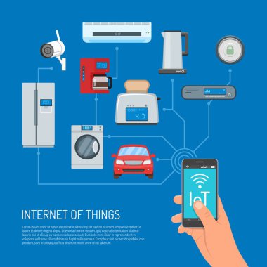 Internet of Things vektör konsept illüstrasyon düz tasarım
