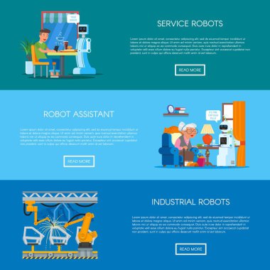 Vektör set afiş ev, Servisi, Endüstriyel Otomasyon kavramı ile