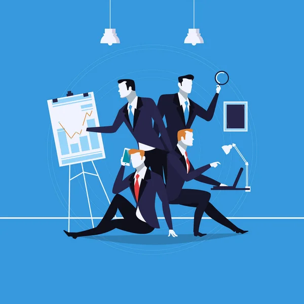 Vektor-Illustration von Geschäftsleuten bei der Arbeit in flachem Stil — Stockvektor