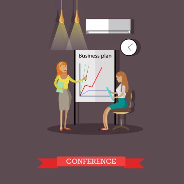 İş toplama, konferans kavramı vektör çizim düz tarzı