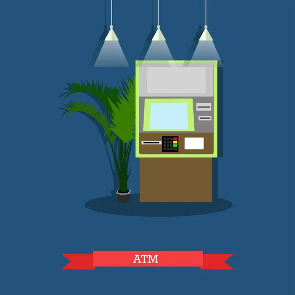 Ilustração vetorial de ATM, design de estilo plano — Vetor de Stock