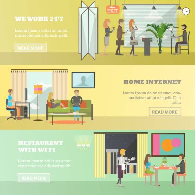 Modern araçlar kavramı yatay pankartlar, düz stil vektör ayarla