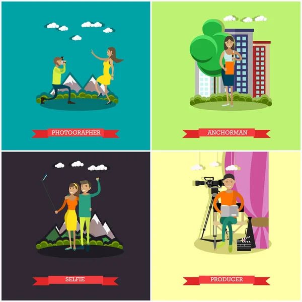 Vector set van foto en video concept posters, banners. — Stockvector