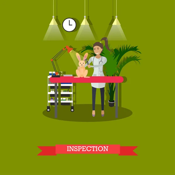 Medische inspectie in dierenarts kliniek concept vectorillustratie, platte ontwerp — Stockvector