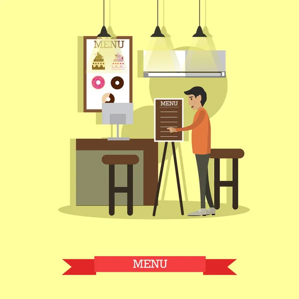 Cafetería, cafetería, tienda concepto vector ilustración en estilo plano . — Archivo Imágenes Vectoriales