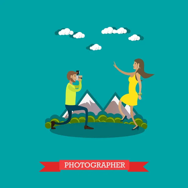 Vector illustration of photographer in flat style — Stock Vector