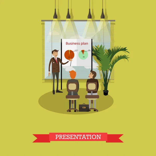 Business plan presentation begreppet vektorillustration i platt stil. — Stock vektor