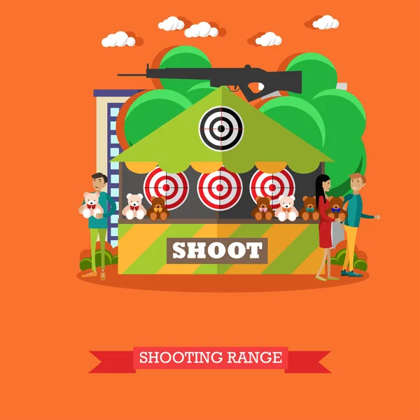 Vector illustration of shooting range attraction in flat style. — Stock Vector