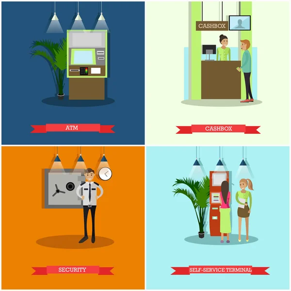 Vector set banking concept ontwerpelementen in vlakke stijl — Stockvector