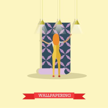 Wallpapering concept vector illustration in flat style clipart