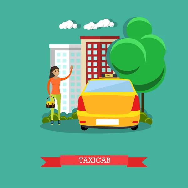 Illustration vectorielle concept taxicab, design plat — Image vectorielle