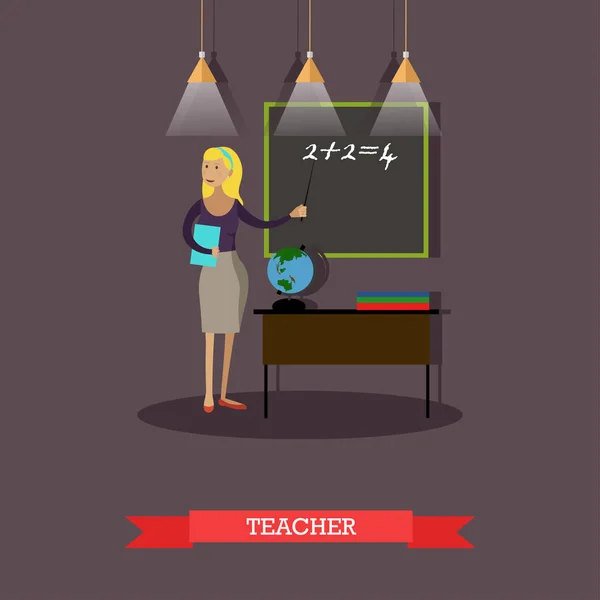 Vektorové ilustrace učitele matematiky v plochý — Stockový vektor