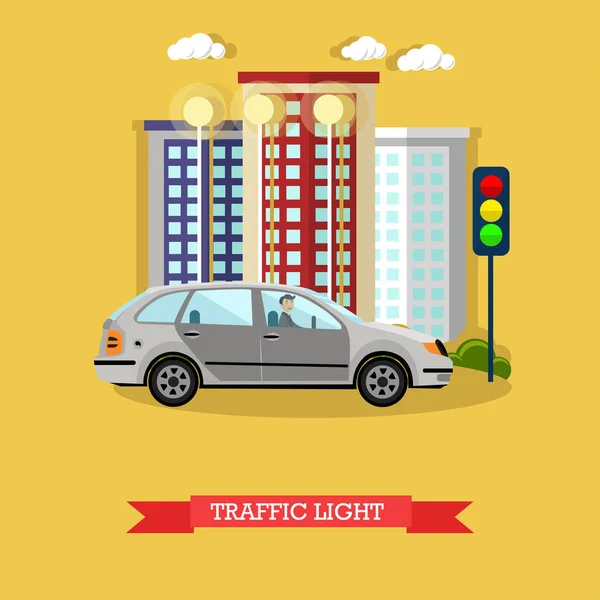 Traffic light concept vector illustration, flat design — Stock Vector