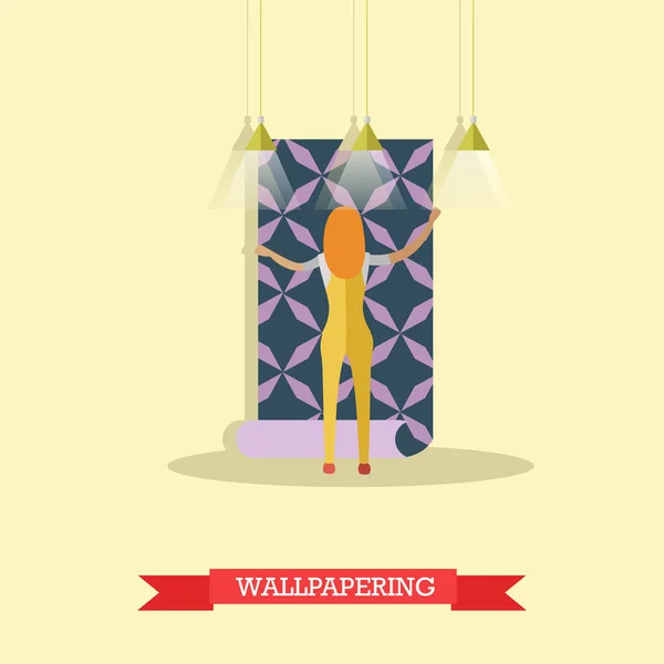 Wallpapering concept vector illustration in flat style — Stock Vector