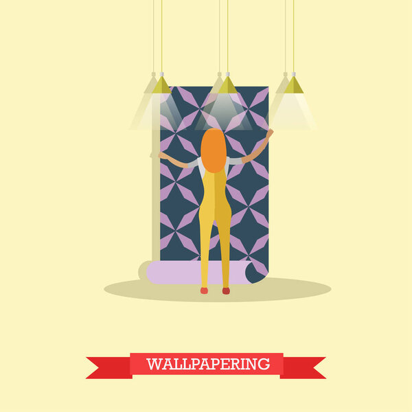 Wallpapering concept vector illustration in flat style