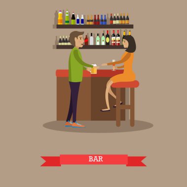 İçki bira kavramı vektör çizim düz stil içinde insanlar