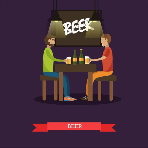 Personnes buvant de la bière concept vectoriel illustration dans le style plat — Image vectorielle