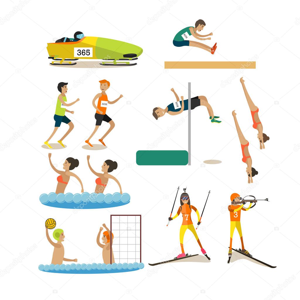 Vector set of sport competitions icons in flat style