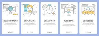 İnce çizgi düz tasarım e-öğrenme kavramı afiş ve vektör ayarla