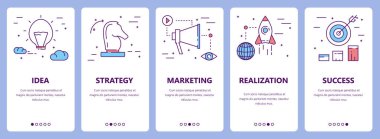 İnce çizgi düz tasarım proje kavramı afiş ve vektör ayarla