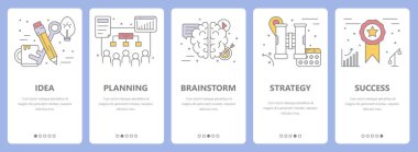 Vektör ince çizgi düz tasarım başlangıç konsept dikey afiş