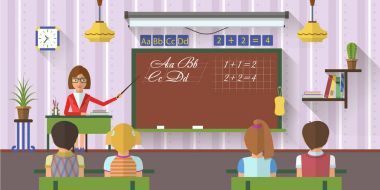 Okul kavramı vektör çizim düz tarzı