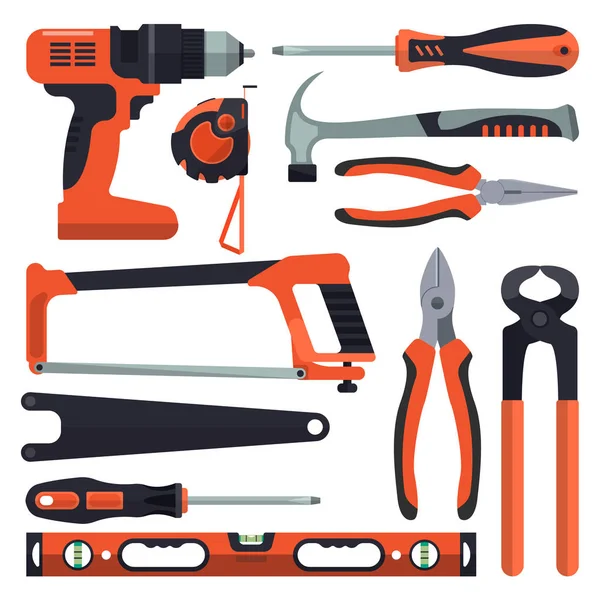 Conjunto vectorial de iconos de herramientas de construcción en estilo plano — Vector de stock