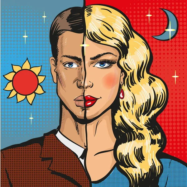 Vector pop arte ilustração de masculino vestindo roupas femininas — Vetor de Stock