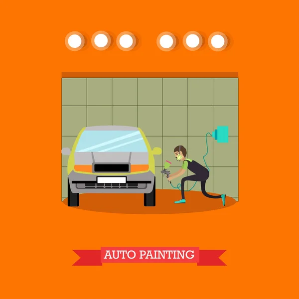 Auto festés szolgáltatások vektoros illusztráció lapos stílusú — Stock Vector