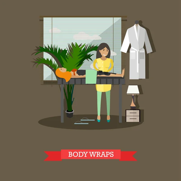 Spa corps traitement enveloppements concept vectoriel illustration, style plat — Image vectorielle