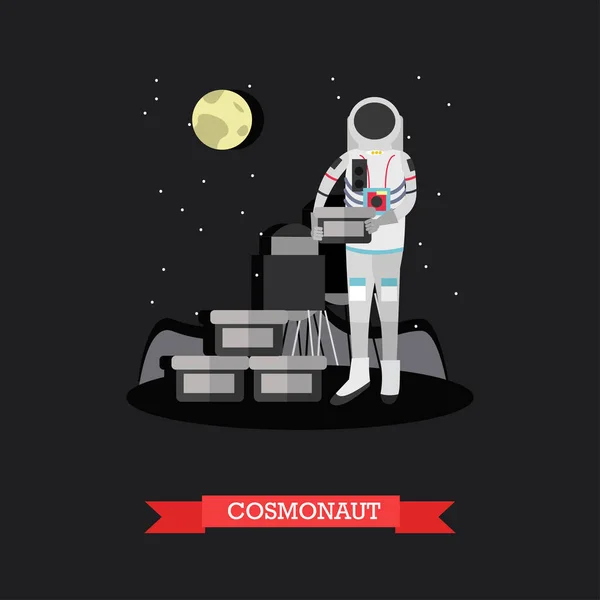 Vektorillustration des Kosmonauten im flachen Stil — Stockvektor