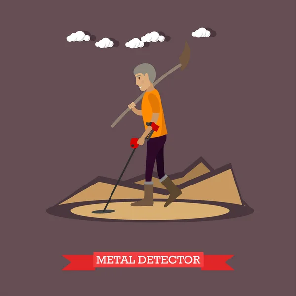 Ilustracja wektorowa koncepcja wykrywacz metalu w stylu płaski — Wektor stockowy
