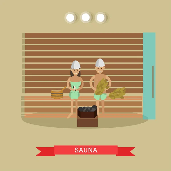 Spa procedure sauna concept vectorillustratie in vlakke stijl — Stockvector