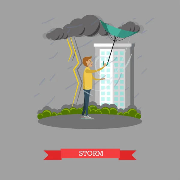 Storm concept vectorillustratie in vlakke stijl — Stockvector