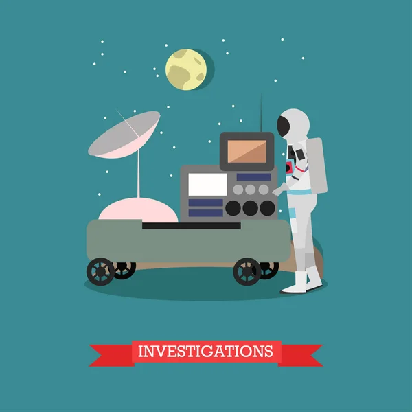 Space investigations concept vector illustration in flat style. — Stock Vector