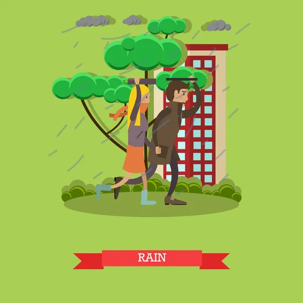 Rainy weather concept vector illustration in flat style Vector Graphics