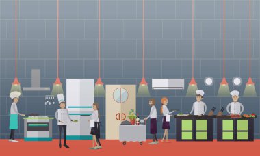 Vektör çizim aşçıların düz stil gıda hazırlama