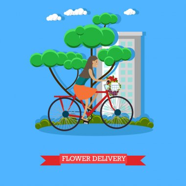 Çiçek teslimat vektör çizim düz tarzı